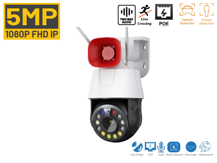 5MP Speed Dome LAN 3G 4G LTE and WiFi PTZ 33x Zoom Camera Built in Laser LED Human Tracking & Detection