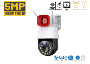 5MP Speed Dome LAN 3G 4G LTE and WiFi PTZ 33x Zoom Camera Built in Laser LED Human Tracking & Detection