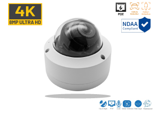 4K 8MP IR Night vision Fixed Lens Vandal Proof Indoor Dome PoE IP Camera