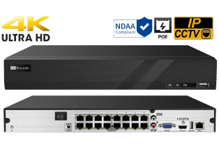 16 Port 4K 8MP Network Video Recorder built in PoE with Support for POS and VCA