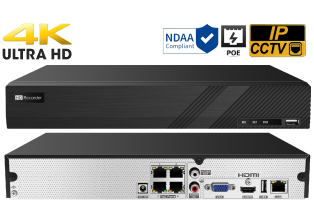4 Port 4K 8MP HD Network Video Recorder built in PoE with Support for POS and VCA