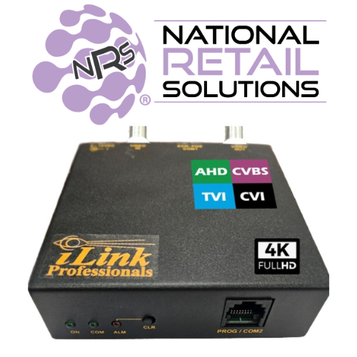 National  Retail Solutions NRS 4K CCTV Coax Text Inserter / Overlay interface for POS, Cash Register & ATM