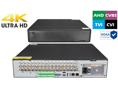 32 Port Coax plus 8 bonus IP 4K 8MP Digital Video Recorder with Support for POS