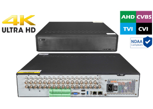 32 Port Coax plus 8 bonus IP 4K 8MP Digital Video Recorder with Support for POS