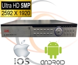 HD Security Camera DVR NVR 5 in 1 (AHD +TVI+CVI+CVBS / 2000 + TVL Coax+Network Analog/IP) 5MP Standalone 16 Port