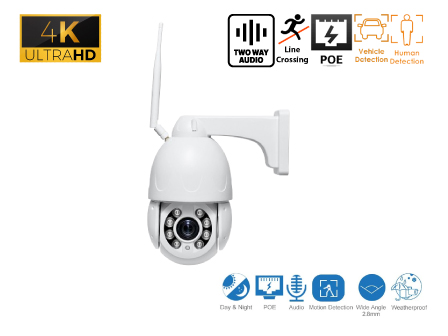 4K 8MP AI Human Zoom Tracking Camera with 20X Optical Zoom & Night Vision