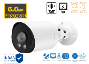 6MP IP Indoor/Outdoor Human/Vehicle Detect Built-in mic and speaker Infrared Bullet Security Camera with 2.8mm Fixed Lens