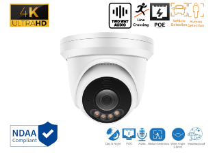 4K 8MP HD AI Turret Dome Network 2.7-13.5mm Motorized Zoom Lens Camera