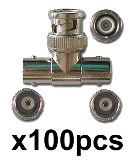 CCTV BNC F-M-F T-Connector Qty 100